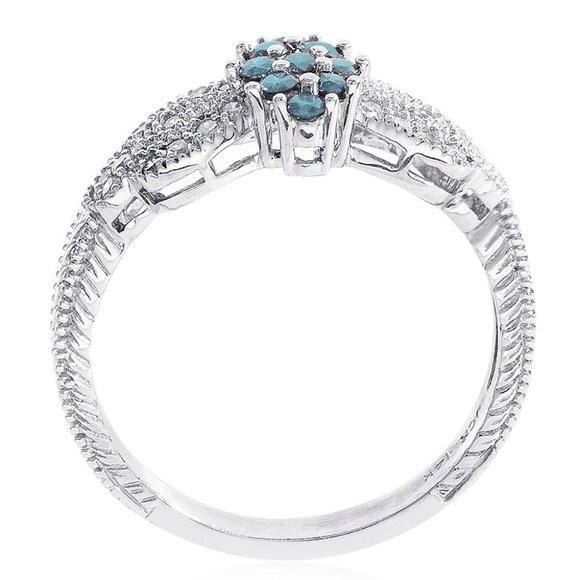 0.30 Carat Blue and White Diamond Women Ring - Picture 3 of 7